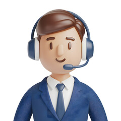 Cartoon Customer Service Representative with Headset