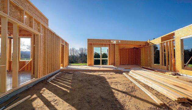 a room addition under construction with framing and windows installed the new space is being built to match the home existing style ready for drywall and finishing touches