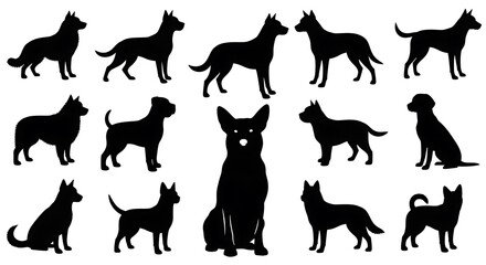 Fototapeta premium Dog Breed Silhouettes Collection.