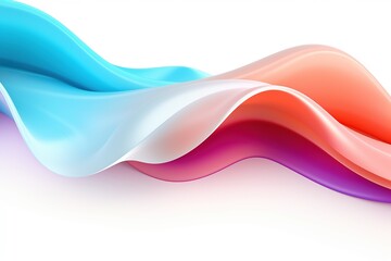 A colorful abstract wave with vibrant gradients of blue, pink, and purple, gracefully flowing across a pristine white background.
