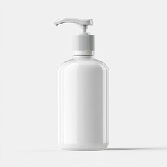 Blank white plastic bottle with pump dispenser