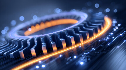 Metal gears with glowing lines