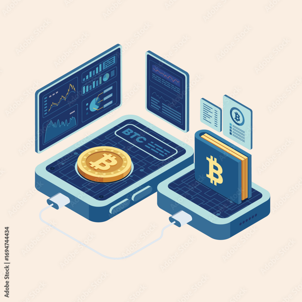 Fototapete exploring the future of digital finance with cryptocurrency trading analytics and a secure blockchai