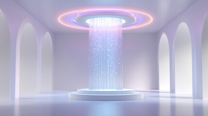 Indoor scene with glowing cylinder