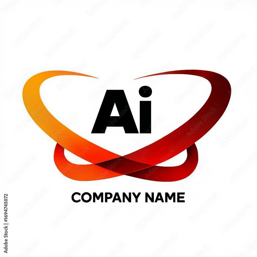 Poster abstract fiery heart shape logo with ai initials and company name placeholder