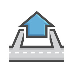 Road and house vector icon representing environment, infrastructure and comfort of living. Ideal for visuals to urban planning,  real estate value, and community lifestyle concepts.