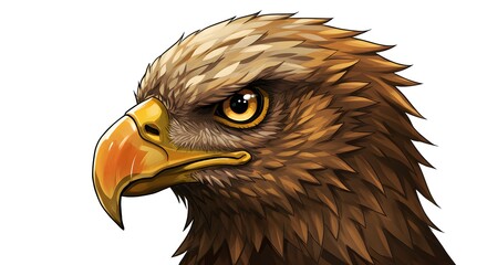 Obraz premium A striking design of a bald eagle head, with a sharp beak and intense eyes, ideal for shirt printing and graphic arts with a white isolated background. 