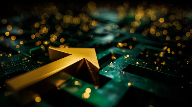 upward trajectory and golden glow, the arrow embodies prosperity, achievement, and the drive toward greater business goals.