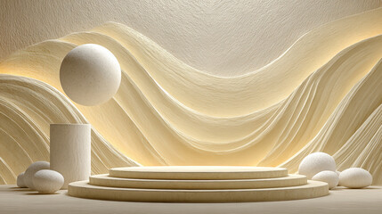 Scene with three steps and columns