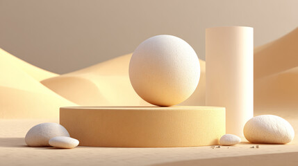 Geometric objects on beige background