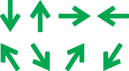 Green Up and Down Arrow Icon set. Right and left arrow vector design. Symbol of up and down arrow icons isolated on white background. Vector illustration.