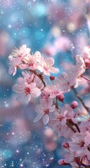 Blossoming branches in pastel hues