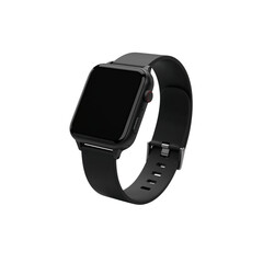 Modern digital smartwatch with sleek black band and empty display transparent background