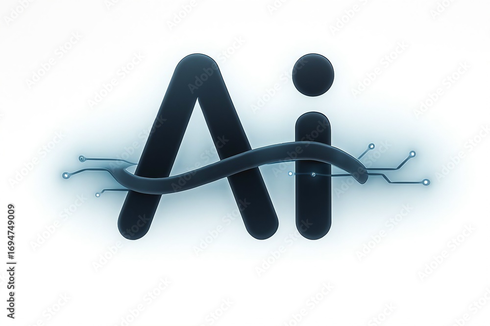 Poster abstract artistic representation of ai with a natural element intertwined
