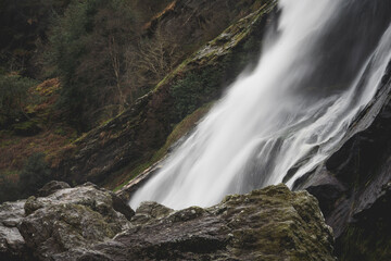waterfall amongst the mountain