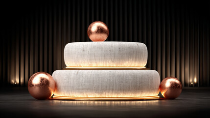 Two-tiered round platform with illuminated base