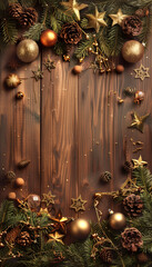Christmas decoration on wooden background