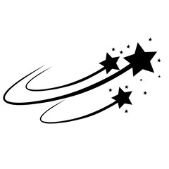 Star Silhouette of the falling of Comets, Meteorites, Asteroids, the sparks of fireworks. Vector design elements isolated on white background