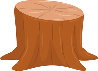 Simple Brown Tree Stump Illustration with Wood Grain Detail