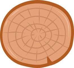 Cartoon Wood Slice: Cross-Section of a Tree Trunk with Growth Rings.