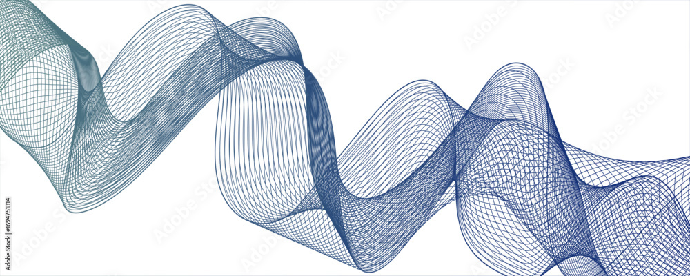 Poster abstract modern background with flowing wave lines in gradient shades of blue and aqua. smooth, curv