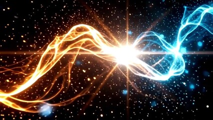 Dynamic energy burst video background with bright golden light rays and sparks creating explosive motion effect for visual content