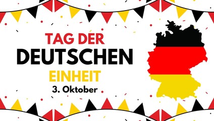 German Unity Day, October 3. Design in German with the German flag, national colors, and symbolic elements representing unity, freedom, and democracy in Germany.