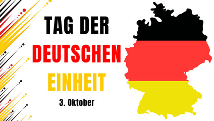 German Unity Day, October 3. Design in German with the German flag, national colors, and symbolic elements representing unity, freedom, and democracy in Germany.