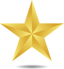 Gold star. Golden Christmas star isolated on white background. Nice illustration of a 3d look Gold star on white background. Star vector collection.	