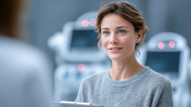 Medical Expert Smiling and Consulting AI-Assisted Diagnostic System