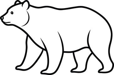 Bear walking silhouette style line art