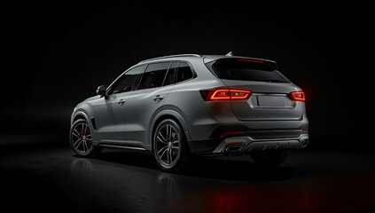 Obraz premium Grey SUV on Dark Background