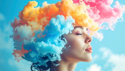 Colorful ink cloud portrait