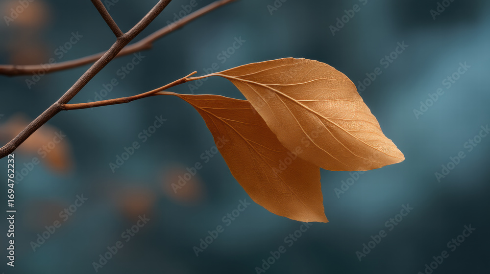 Poster swaying leaf visual for mindfulness ads with gentle autumn mood and soft focus background for calm a