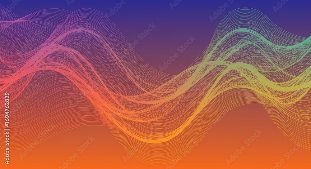Aufkleber abstract graphic design with flowing, wavy lines and a gradient of warm colors.