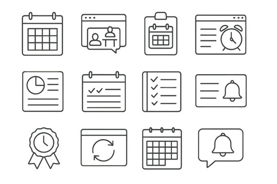 Business, office flat icon set. productivity, management essentials in flat style