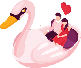 vector illustration of a couple boating