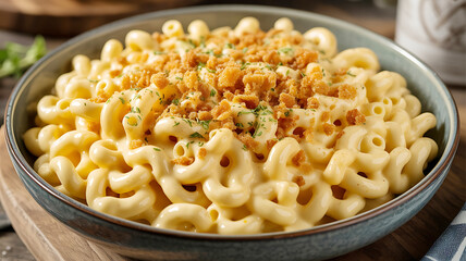 Creamy Macaroni and Cheese with Golden Breadcrumbs and Parsley Garnish mac and cheese pasta
