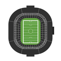 Top-down aerial view of a modern sports stadium with a green football field. Isolated vector illustration of a large arena for championship events
