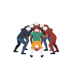 American football players huddled together in a team huddle, strategizing before a game, capturing the spirit of teamwork and competition