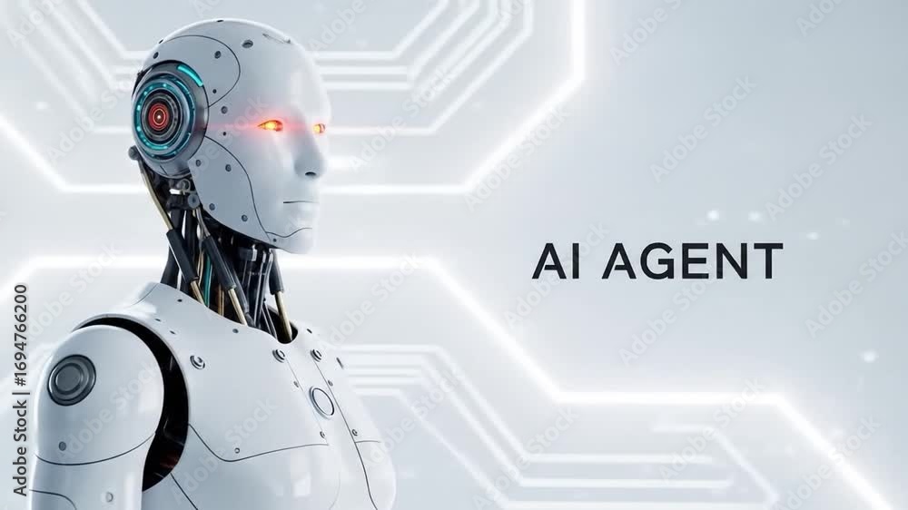 Aufkleber profile of a white robot with ai agent text ai agent