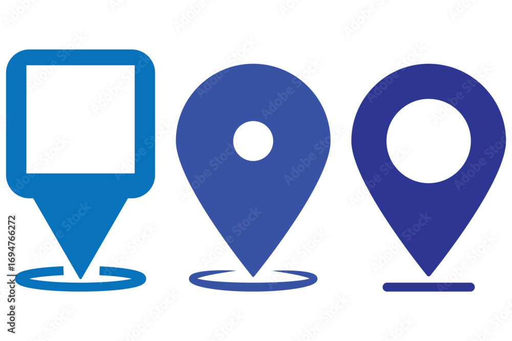Poster location or map pin icon symbol set. location pointer. black and red location icon set on white back