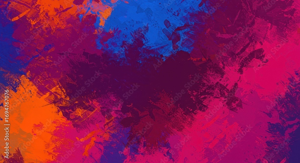 Poster a vibrant abstract design showcasing a dynamic blend of bold colors and textured brushstrokes.