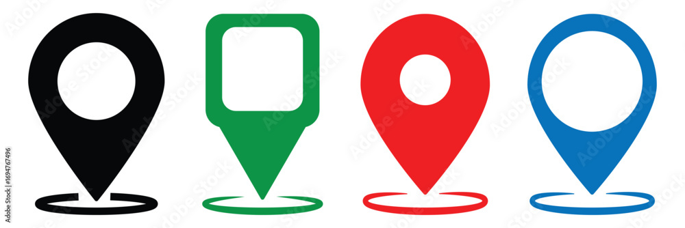 Poster map pin icon. location pin place marker. location icon. map marker pointer icon set. gps location sy