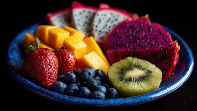 Colorful fruit platter close-up