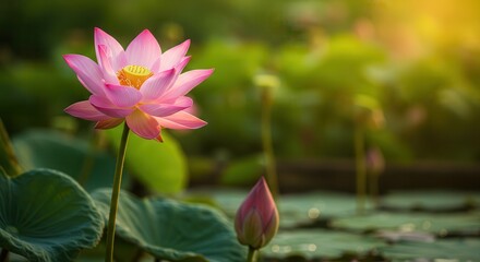 Obraz premium Beautiful pink lotus flower in natural light
