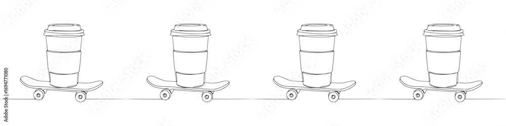 Poster isolated vector image in line art style on a transparent background, seamless border made of repeati