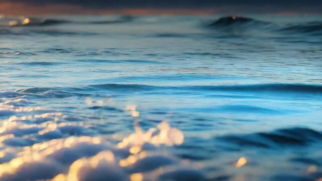 Ocean Waves at Sunset Blue and White Foam