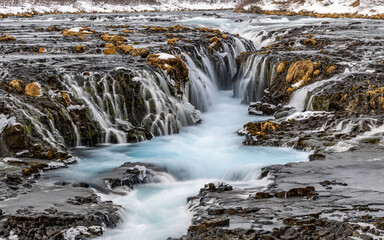 Bruarfoss Waterfall Wide View Iceland
