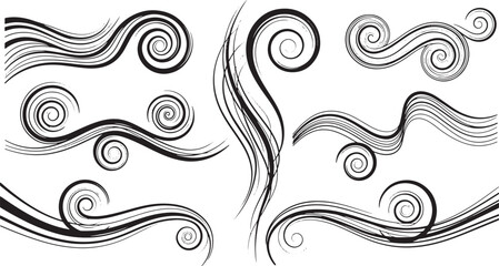 Fototapeta premium Elegant Swirls and Spirals A Collection of Decorative Vector Elements